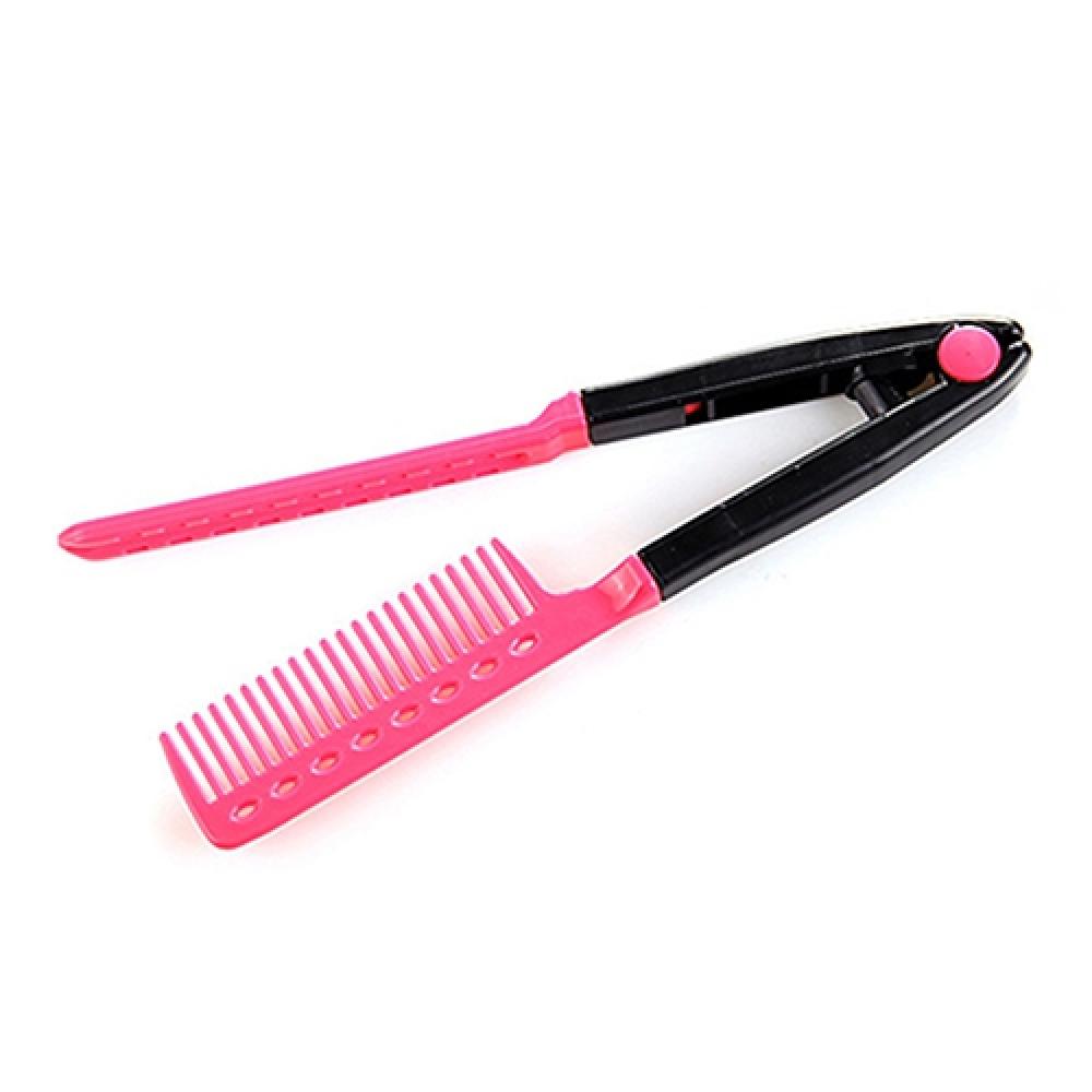 Girl Women Fashion V Type Hair Straightener Comb DIY Salon Hair Straightener Hair Curler Combs Straightening Comb Styling Tool