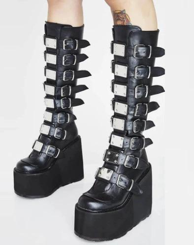 Sieviešu zābaki Goth Cosplay Platformas līdz