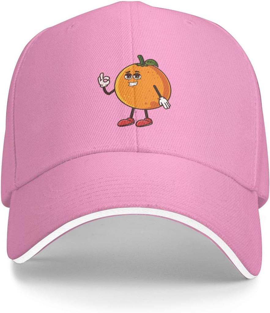 Cute Orange Fruit Character Baseball Cap Polyester Adjustable Casual Outdoor Adult Cap