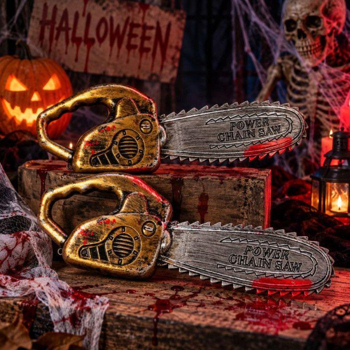 Lot de 2 Tronçonneuses Ensanglantées Halloween 40 cm – Accessoires de Décoration ou Costume pour Fête et Déguisement