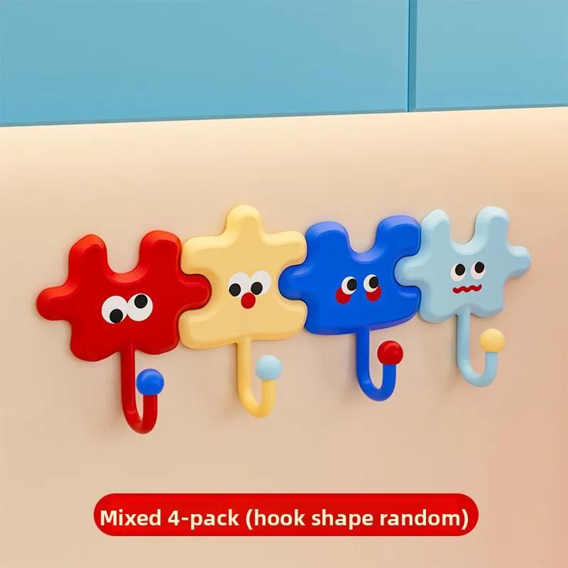 Cute Dopamine Puzzle Hook New Creative Suction Cup Hooks Bathroom Door Behind Hanger Bathroom Kitchen Towel Hanging Sticky Hook