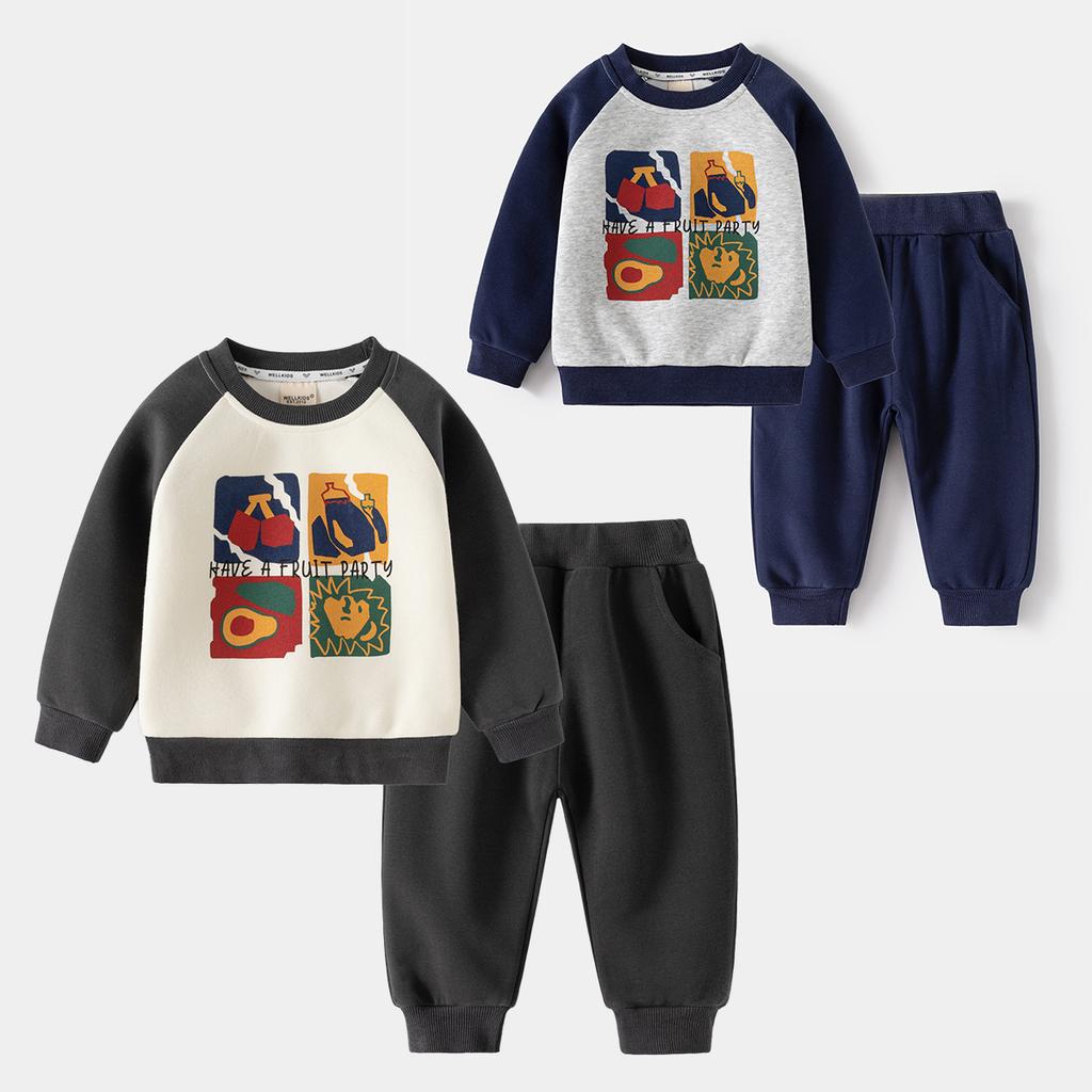 Boys Cartoon Outfit Set Sweatshirt and Jogger Pants Two Piece Tracksuit Casual Clothing for Toddler and Kids