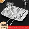 Ruhan 304 Stainless Steel 4-Compartment Meal Tray with Lid