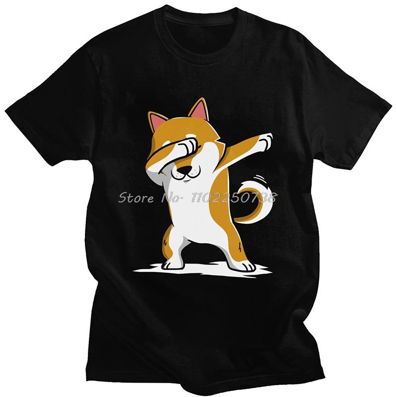 Funny Shiba Inu Dabbing T Shirt Men Short Sleeve Humor Japanese Dog Lover Gift T-shirt Casual Tshirt Cotton Tee Top Gift