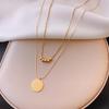 2026 New Stainless steel Double Layer Letter Round Pendant Necklace Women's Gift Indelible Jewelry Party Neck chain Accessories