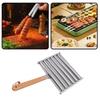 Hot-Dog-Rolle Wurstständer mit Holzgriff Edelstahl BBQ Hot-Dog-Griller für gleichmäßig gegarte Würstchen 5 Kapazität