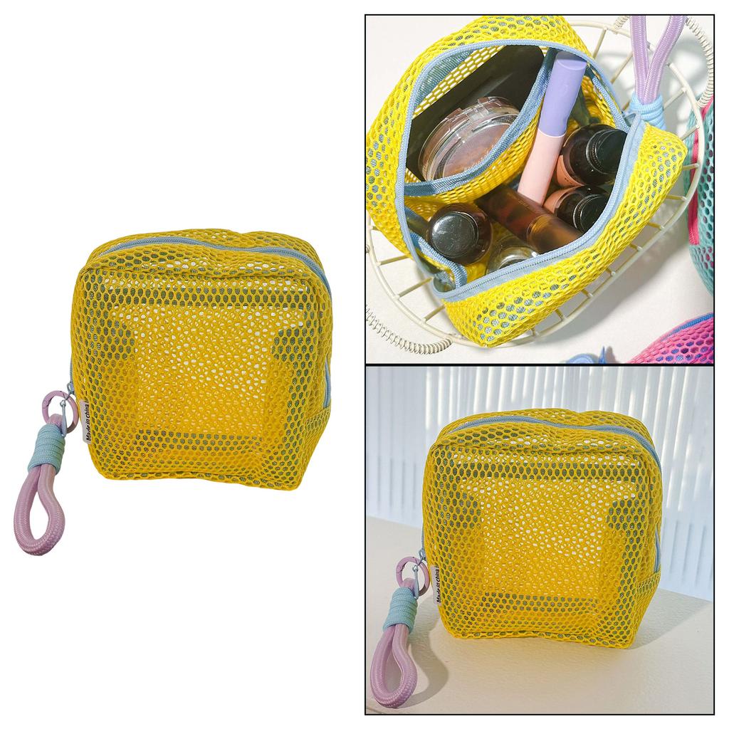 Dopamine Color Toiletry Holder Cosmetic Organizer for Travel or Daily Use Soft Texture Zippered Makeup Bag with Handle