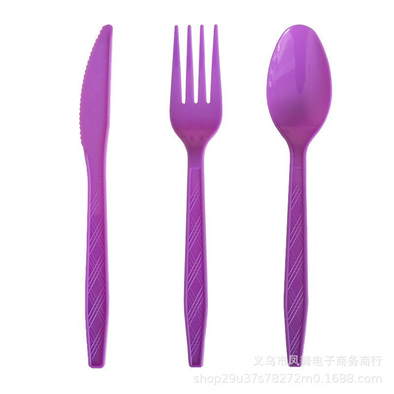 Colorful Gold Prints Colorful Plastic Knives, Forks And Spoons Dining Table Supplies Disposable Knives, Forks And Spoons Party Tableware