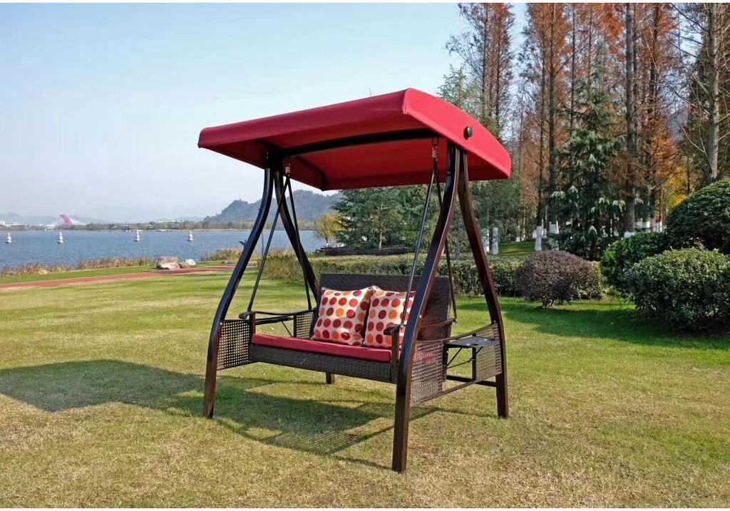 In-Stock Outdoor Hanging Swing Chair: Waterproof Wrought Iron Reclining Rocker for Balcony, Courtyard, or Garden
