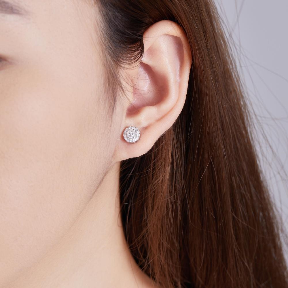 925 Silber Moissanit Hochzeitsohrringe für Bräute Runde 925 Sterling Silber Damen Moissanit Ohrstecker