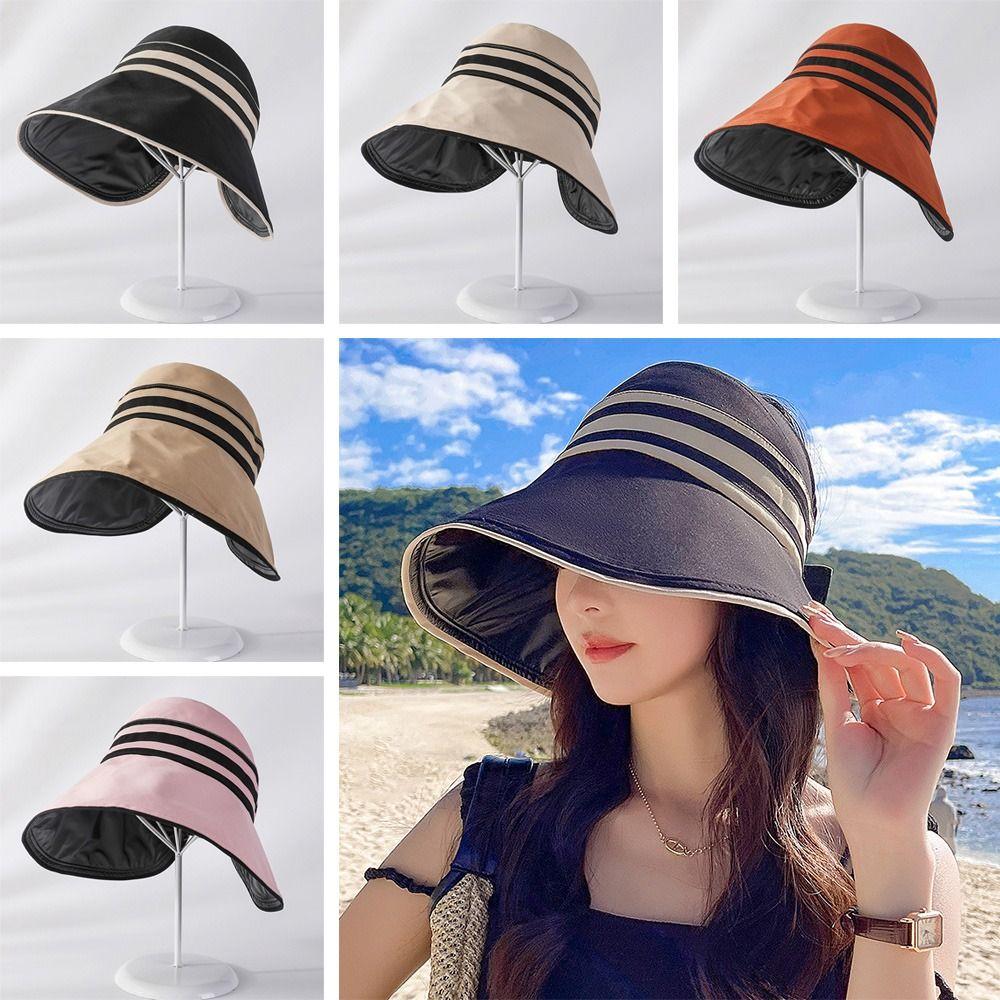 

Foldable Women Anti-UV Big Visors Wide Brim Beach Cap Bucket Hat Fisherman Cap Sun Hat