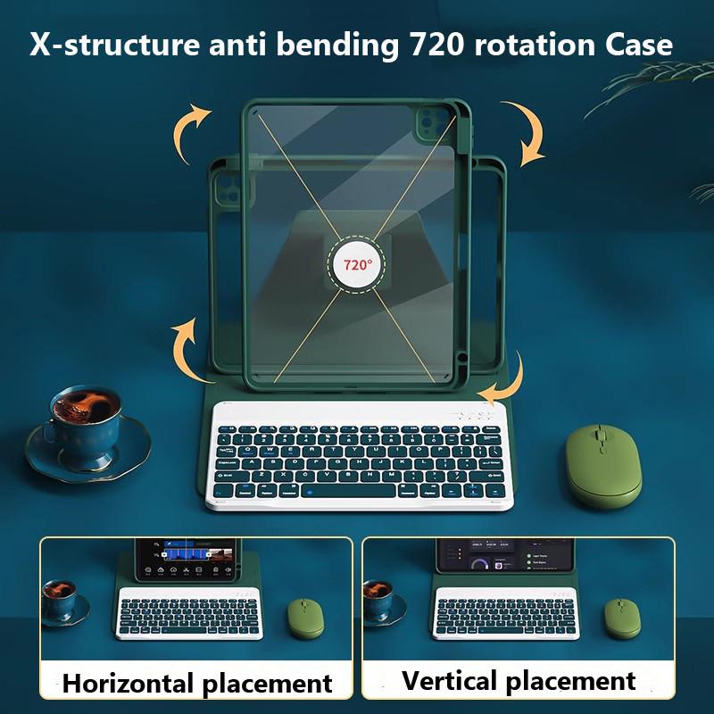 Tastaturhülle mit Stifthalter für Samsung Galaxy Tab A11 Plus 11" S11 X730 S9 S7 S8 A9 Plus S10 Lite Drehbarer Deckel Funda