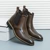 Autumn and winter velvet men's trend high casual leather shoes pointed short boots large size Martin boots