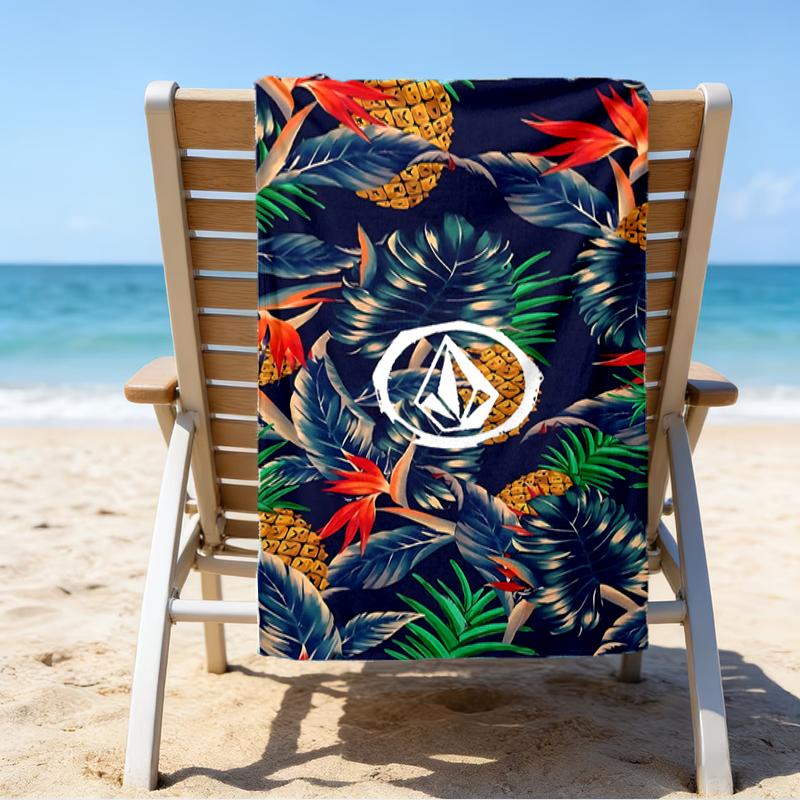proof beach towel with a V-VOLCOM LOGO4 pattern - soft,absorbent,quick-drying,machine washable - perfect for swimming,camping,bathing