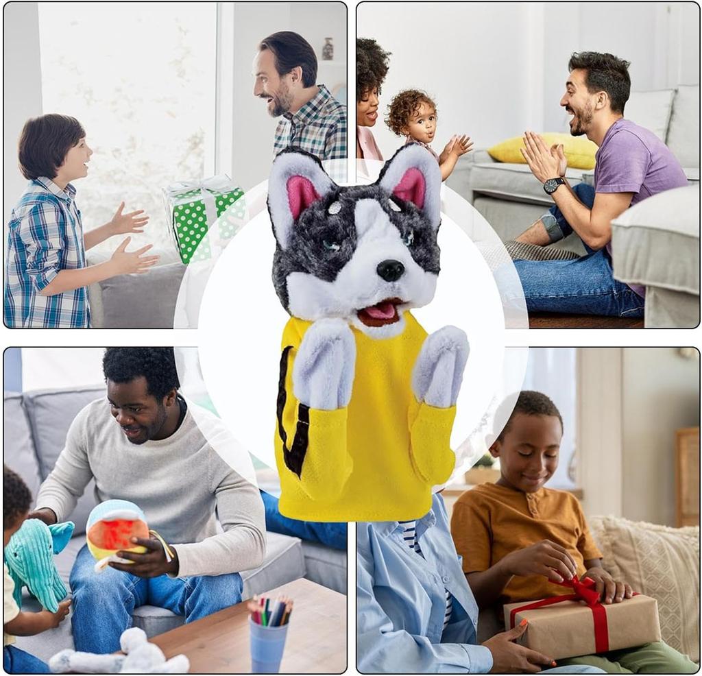 Vocalizable Animal Boxing Dog Interactive Hand Puppet Toy Glove Performance Muppet Finger Doll Husky Plush Doll Cute Gift