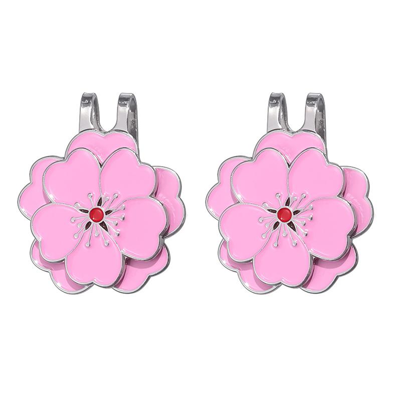 Golf Ball Marker Hat Clip Magnetic Removable Golf Ball Position Marker Romantic Cherry Blossom Pattern One Putt Golf Accessories