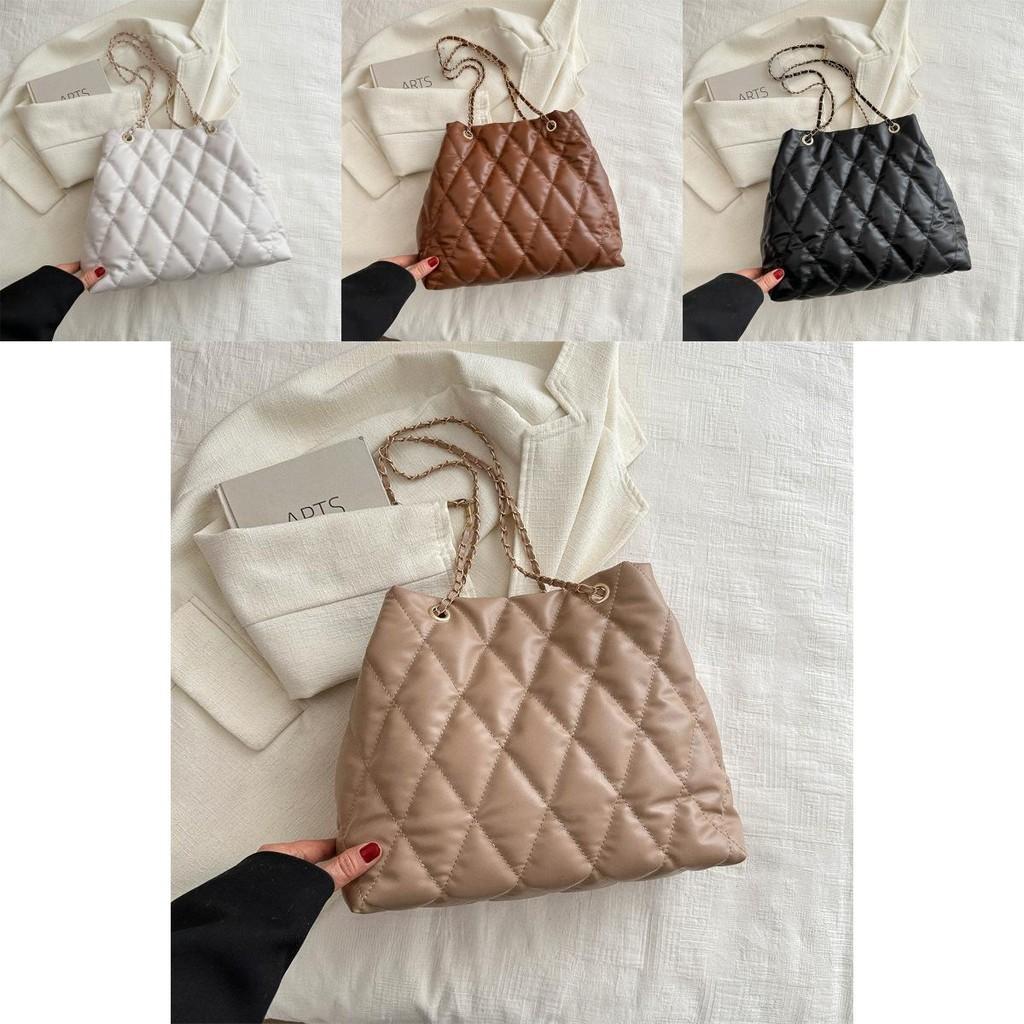 Trendy Korean Style Chain Tote Bag Casual Large Capacity Sleek Design For Daily Use