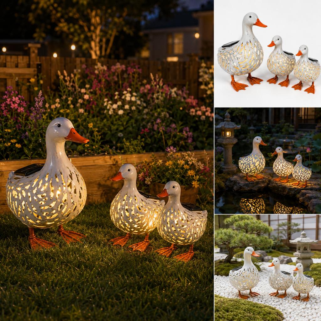 Outdoor Solar Powered Metal Animal Lawn Ornament Garden Yard Decorative Swan Sculpture with Light for Patio Pathway