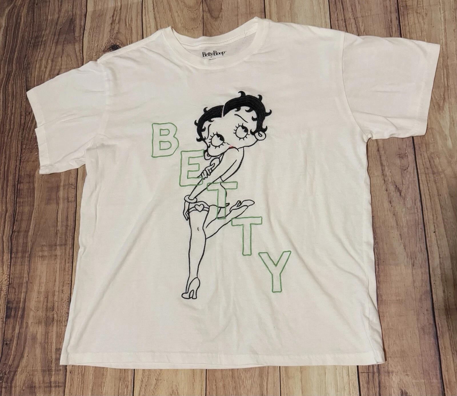 

Betty Boop Modern Retro Looking T Shirt Spell Out Size 2XL XXL White S