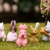 Puzzle 12 Pcs Lovely Rabbits Toys Animal Characters Figurines Playset Garden Cake Decoration Home decor