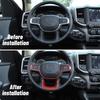 Car Steering Wheel Cover Trim Decor Frame For Dodge Ram 1500 18+Red Carbon Fiber
