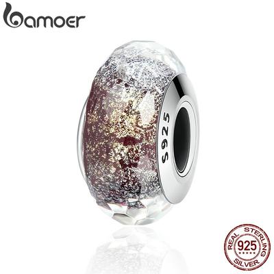 BAMOER High Quality 925 Silver European Pattern Murano Glass Charm Beads Fit Women Bracelets & Bangles Jewelry SCZ061