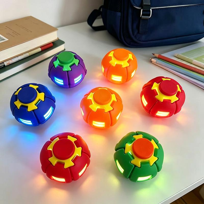 Led Magic Press To Spin Stress Relief Fidget Balls Autism Adhd Focus Quiet Cool Gadgets Unique Gifts For Kids & Adults