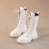Kids Girls Mid-calf Boots Black Narrow Band Non-slip 2024 Solid Color Princess Catwalk Shoes Children Versatile Free Shipping