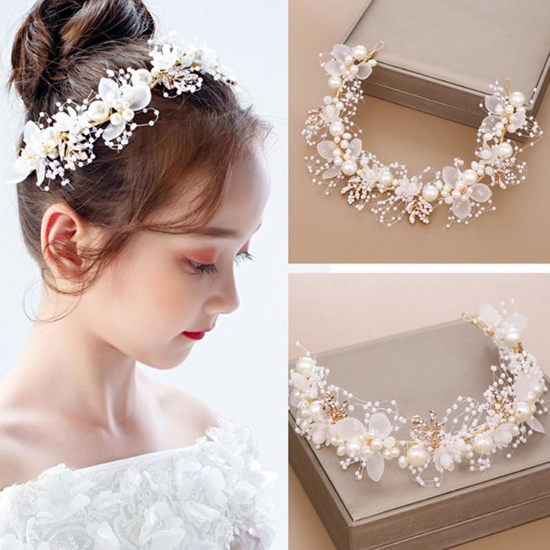 Pearl Flower Headband Bridal Headdress Wedding Crown