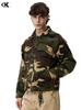 11KN Unisex Retro Camouflage Military Workwear Jacket: Slimming, Short, Wide Shoulder, Loose Fit Streetwear.