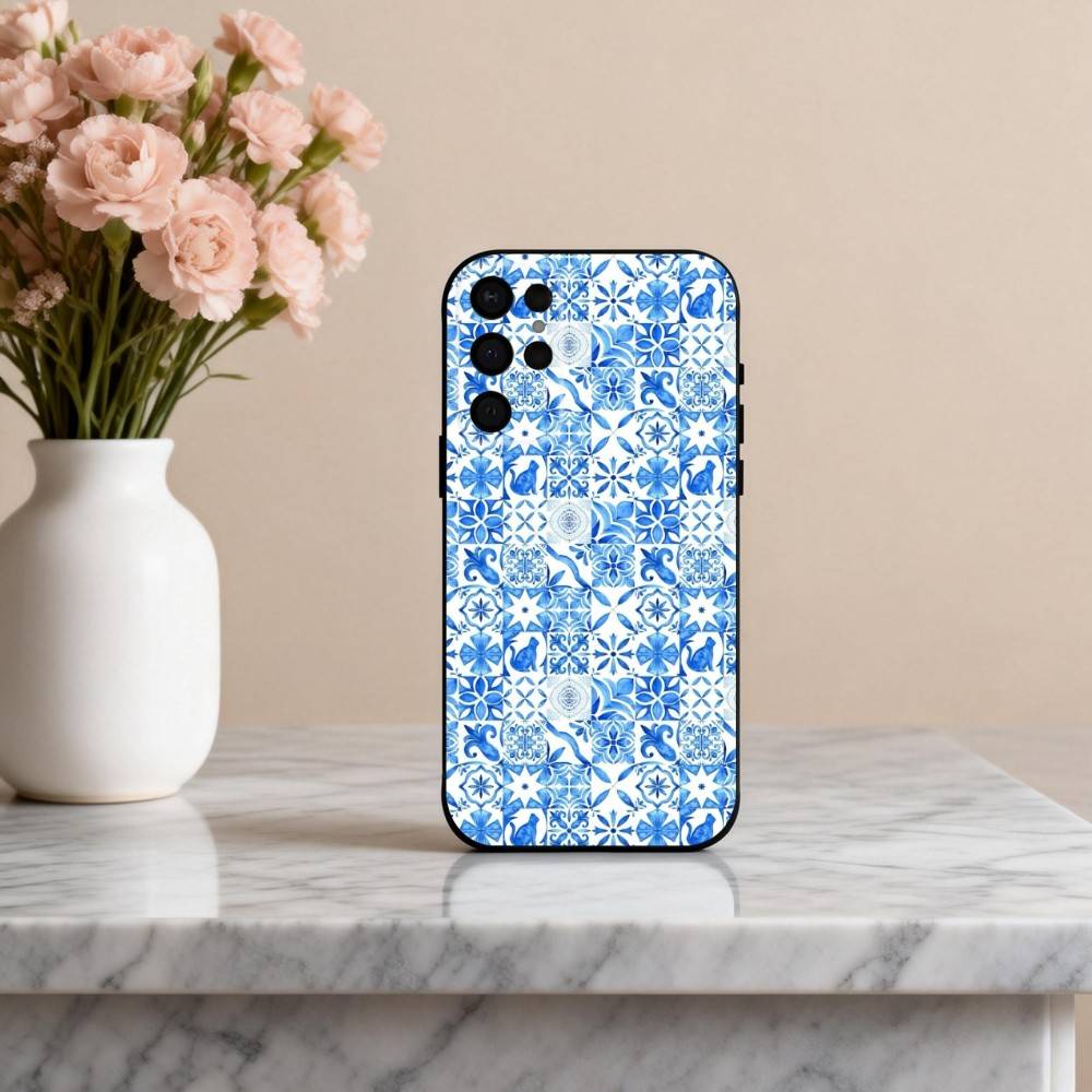T-Tile M-Moroccan Cool Art Phone Case For Samsung S25,24,23,22,30,21,10,9,Ultra,Plus,Lite,FE,4,5 G Soft Black Case