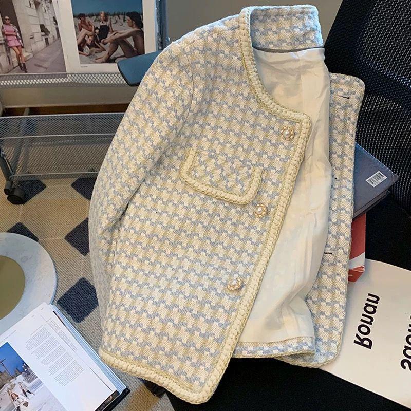 

2025 French Chic Lace Houndstooth Jacket: Versatile, High-End, Trendy Internet Celebrity Style Large