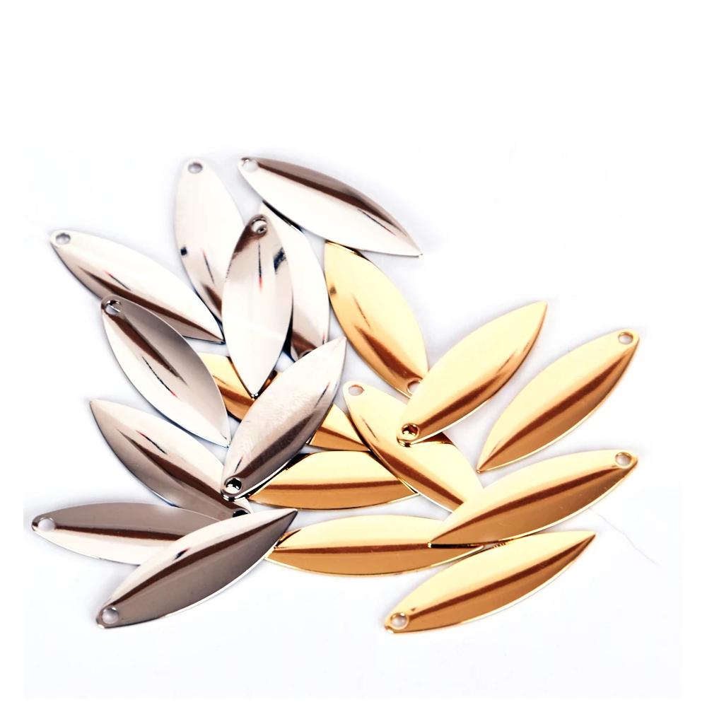 20pcs Rotate Smooth Nickel Vibration Metal WillowMetal Fishing Attractor Spinner Blades VIB Lure