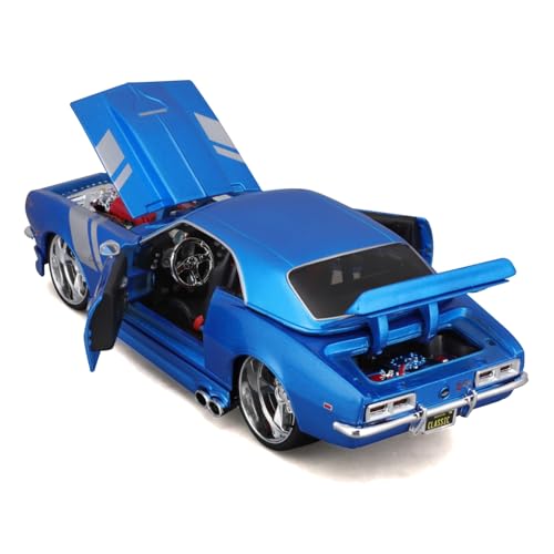 Maisto 1/24 Scale Chevrolet Camaro Z/28 1968 Blue Custom Classic Muscle Series / Diecast Model Car, Finished Product, 32508