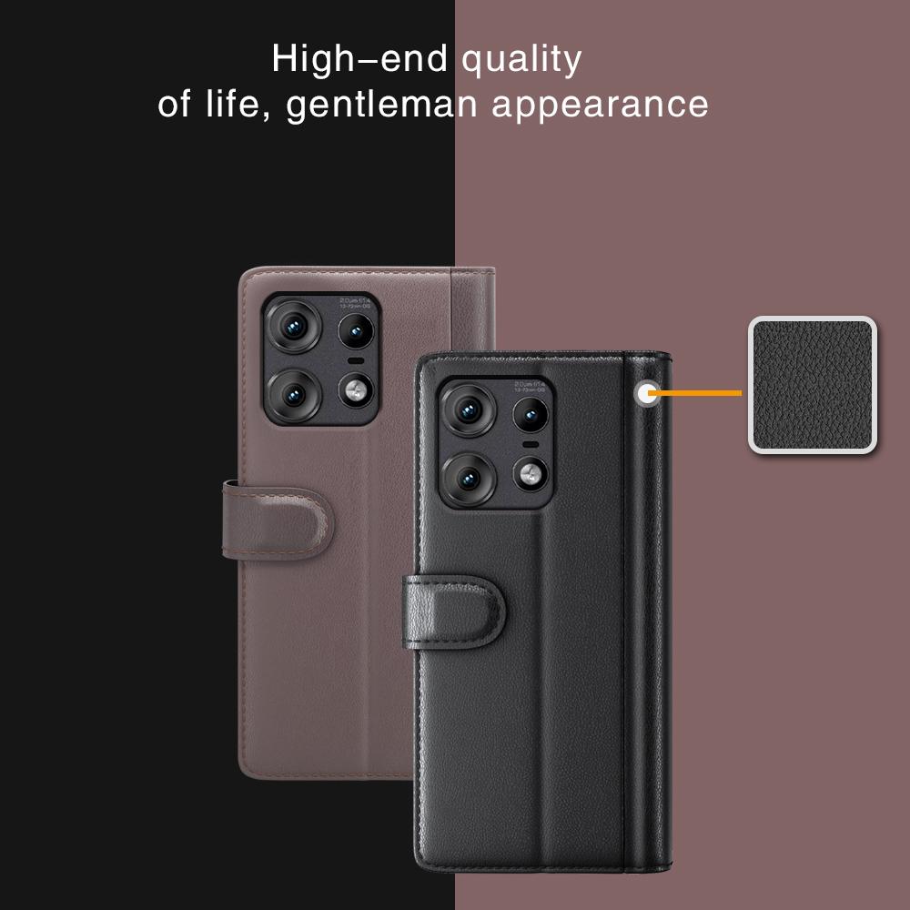 For Motorola Edge 50 Pro 5G Case Genuine Split Leather Phone Cover with Wallet Stand