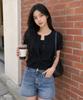 Generalidea Temperature Cut Crew Neck Half Cardigan [Black] / Gf2Lkc539