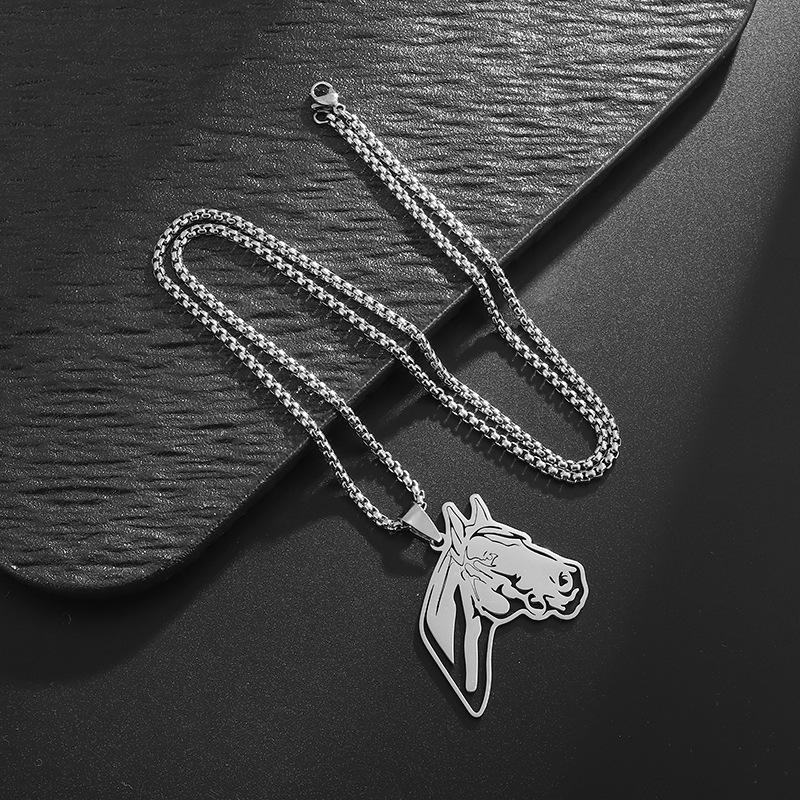 Horse Head Pendant Necklace for Women Mens Stainless Steel Animal Horse Jewelry Necklace Jewelry Jewelry