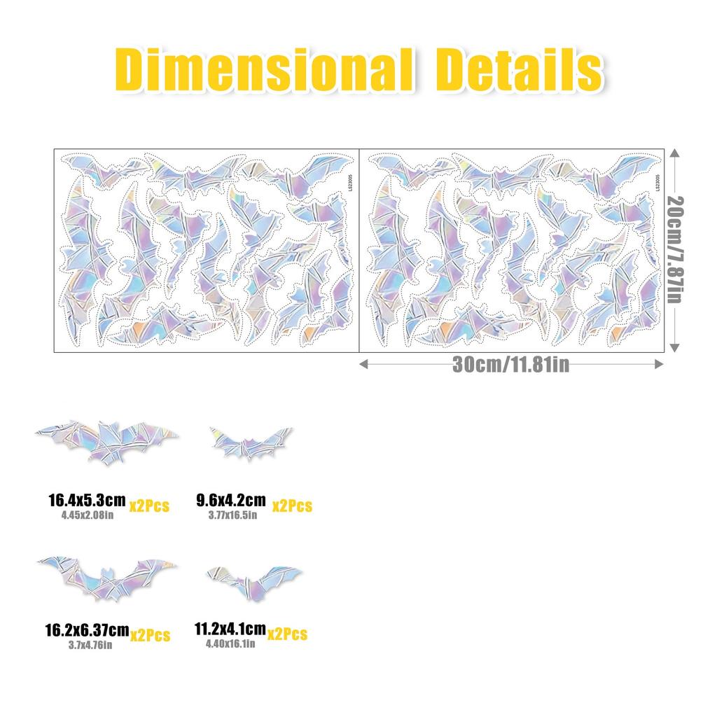 2PC Laser Glass Paper Sunshine Catcher Colorful Window Stickers Rainbow Prism Anti Collision Christmas Snowflake Glass Sticker