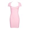 European and American Elegant Pink Valentine's Day Low-Cut Striped Bandage Dress - Sexy, Hip-Hugging Date Dress.