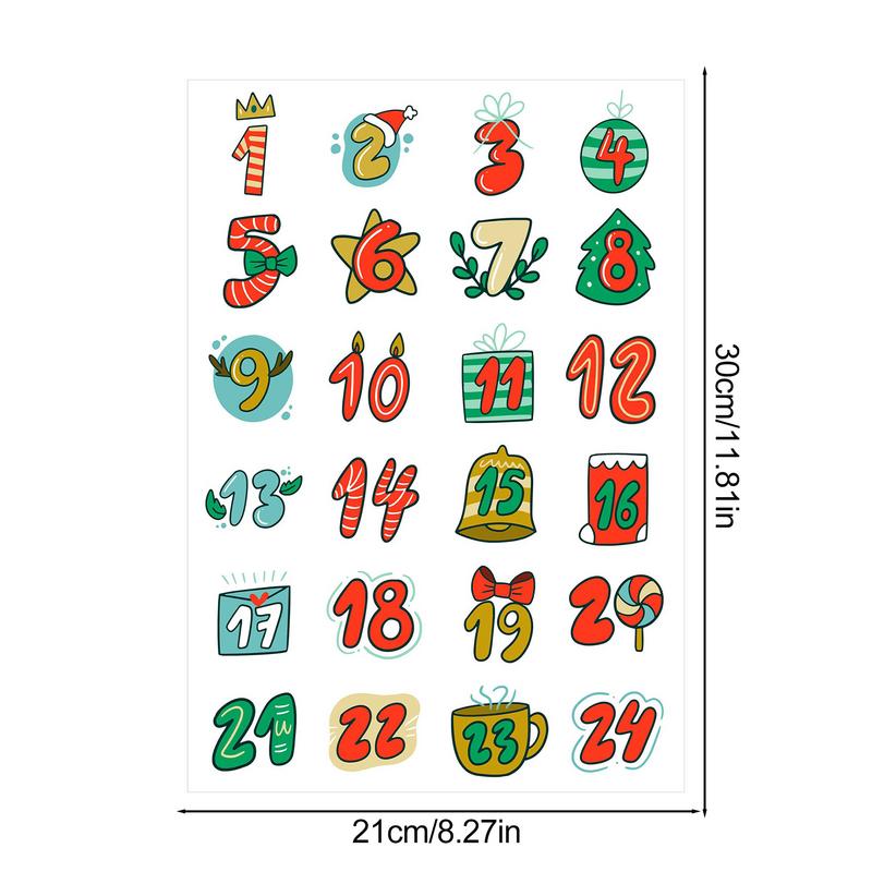 Merry Christmas Stickers Advent Calendar Number Sticker Handmade Cookie Candy Gift Seal Label Paper Sticker Christmas Decoration