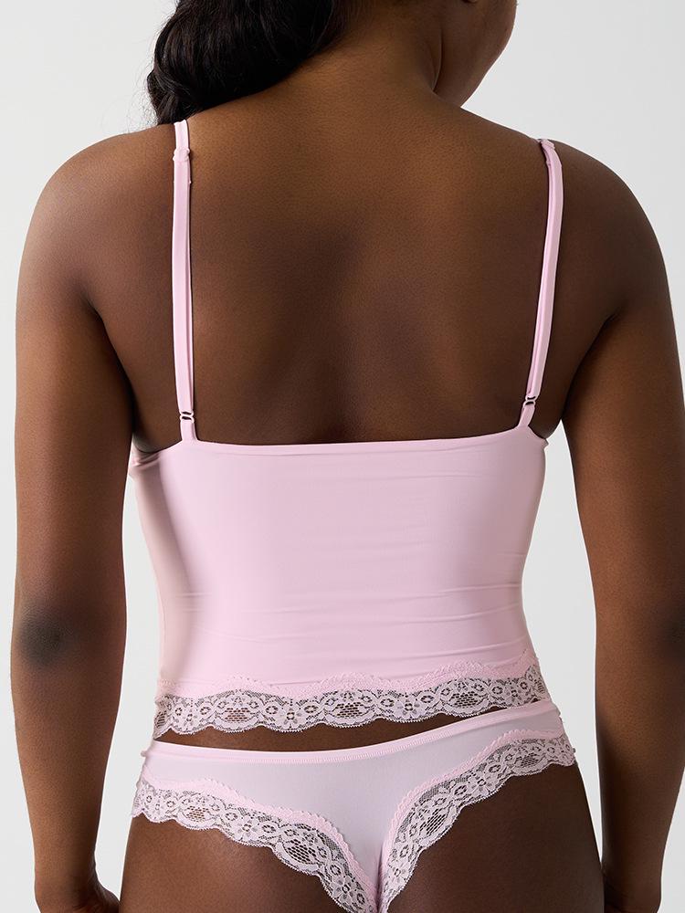 Top din dantelă SK Vestă fără mâneci super elastică - Sexy, prietenos cu pielea, bretele adânci în V ajustabile
