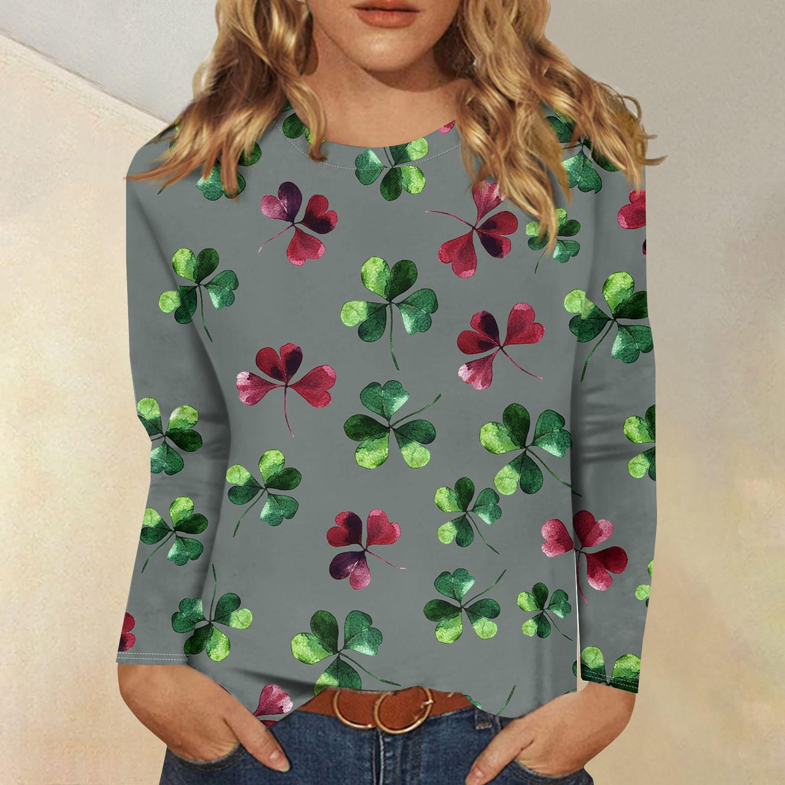 

Рубашки с длинным рукавом для женщин Милые принты Футболки Блузки Повседневные Большие размеры Базовые топы Пуловеры Рождественские XXXXXL