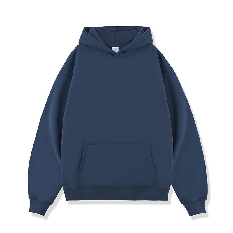2026 Fall Winter Mens Heavyweight Hooded Sweatshirt 450GSM Fleece Lined Plain Pullover