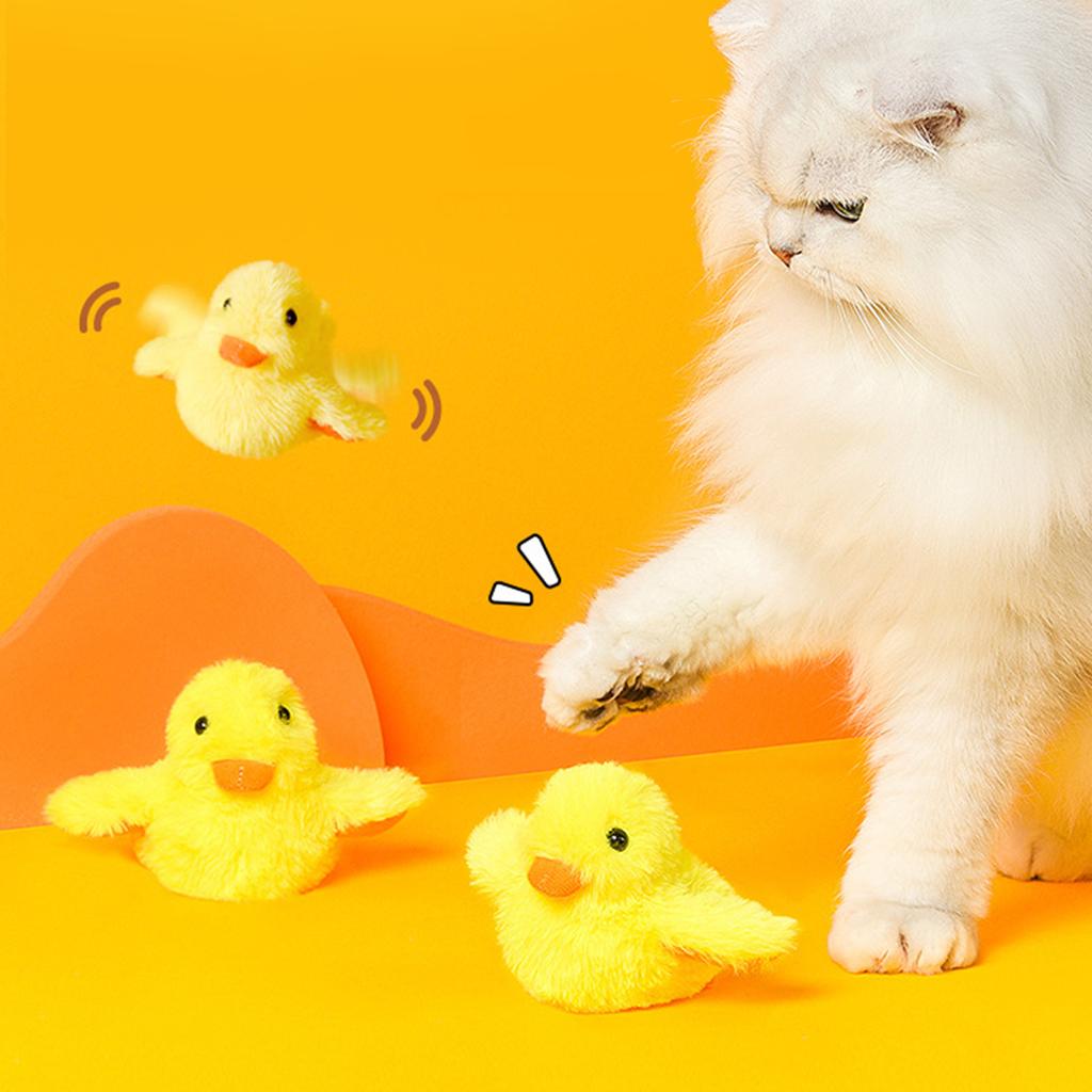 Electric Little Yellow Duck Toys Smart Automatic Plush Vibrating Sound Electric Cat Toy for Cats Kittens