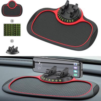 Multifunction Car Anti-Slip Mat Auto Phone Holder Car Phone Bracket Non-Slip Pad Car Dashboard Temporary Parking Number Plate Creative Personalit