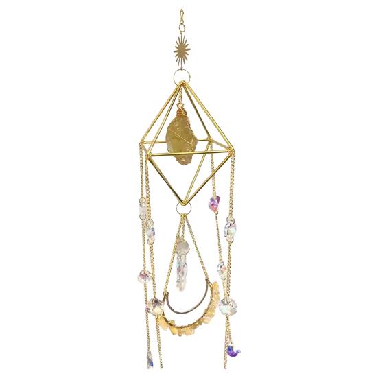 Faux Crystal Prisms Window Hanging Chime Rainbow Suncatcher Natural Stone Ornament Wind Maker D