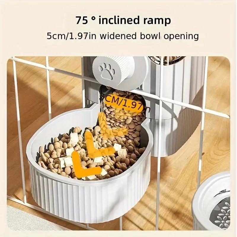 Hanging Automatic Pet Feeder Water Dispenser, Gravity Cat Feeder Waterer Set with Bowl Container for Pet Cage