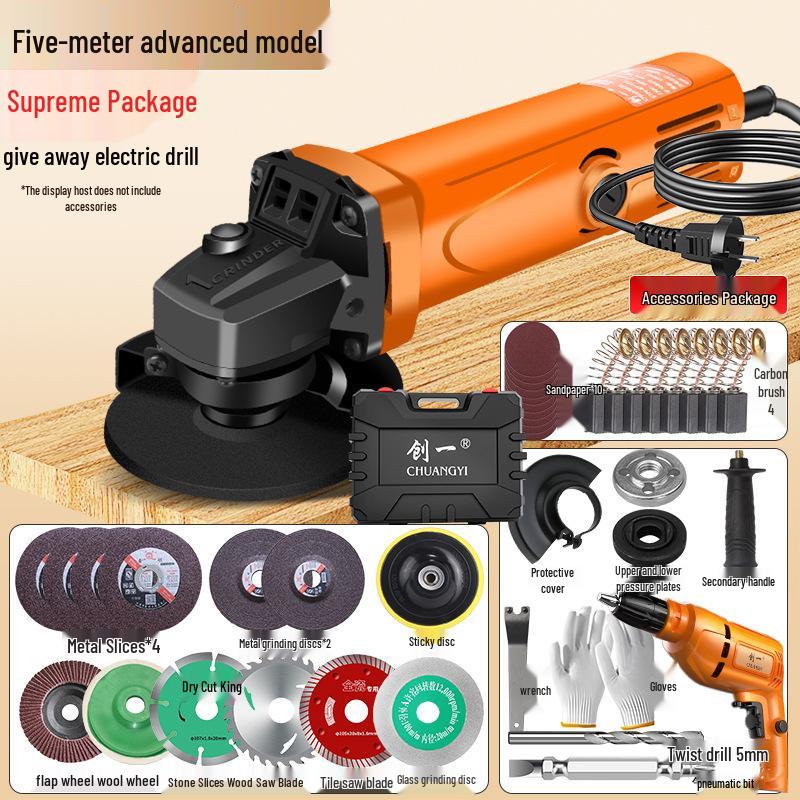 Angle Grinder: Industrial Polisher for Metal Cutting, Rust Removal & Grinding, Household Hand Tool