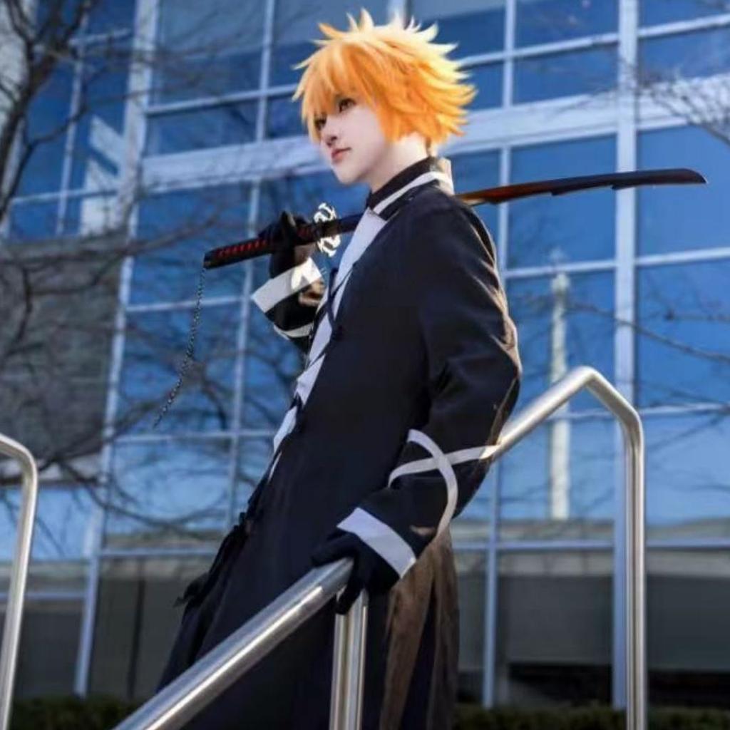 Anime BLEACH Kurosaki Ichigo Cosplay Kostým Japonská Manga Cosplay Černobílý Oblek Halloween Uniforma pro Hraní Rolí pro Muže