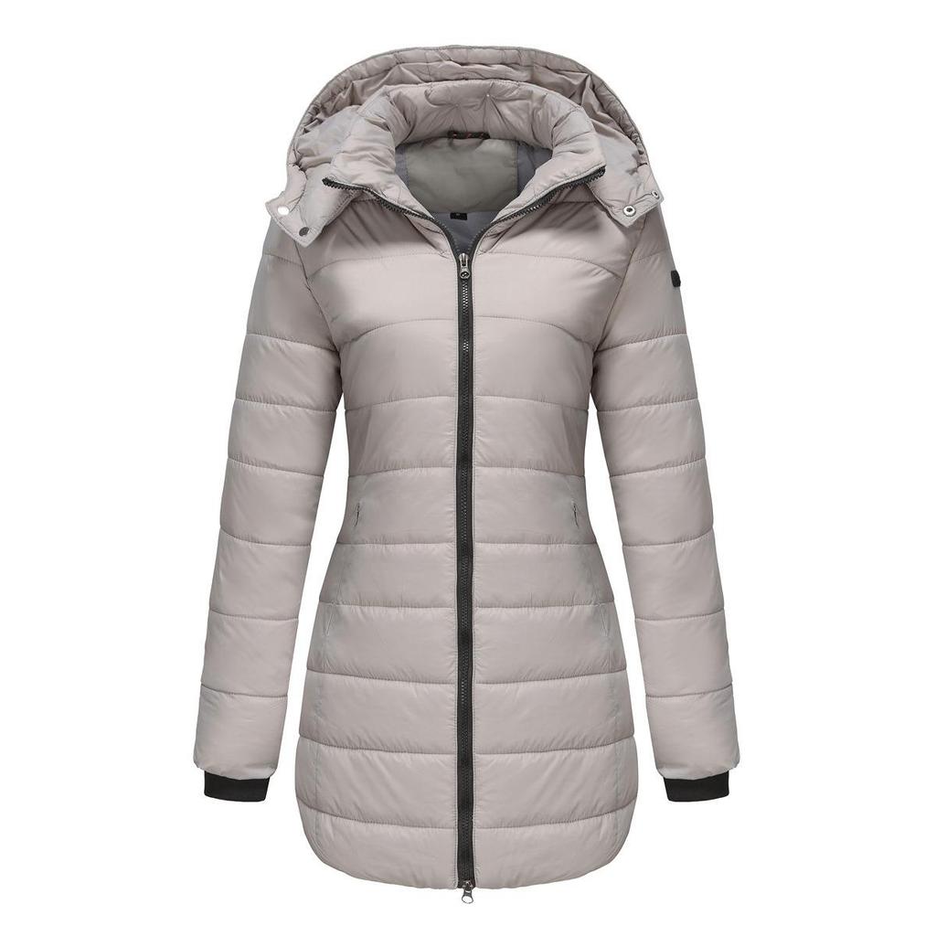 New Women's Water-Resistant Cotton Coat Detachable Hood Long Sleeve Winter Warm Outerwear Parka